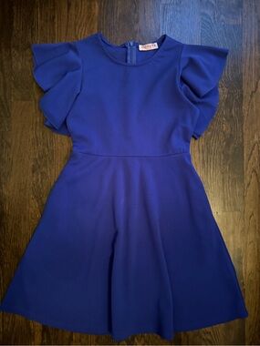 Gorlya Girls Royal Blue Flutter Sleeve Dress
